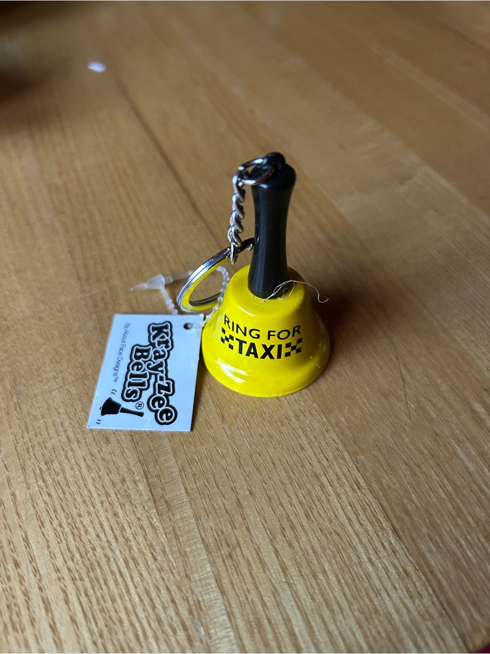 Yellow 'Ring for Taxi' 🚕 Bell Keychain